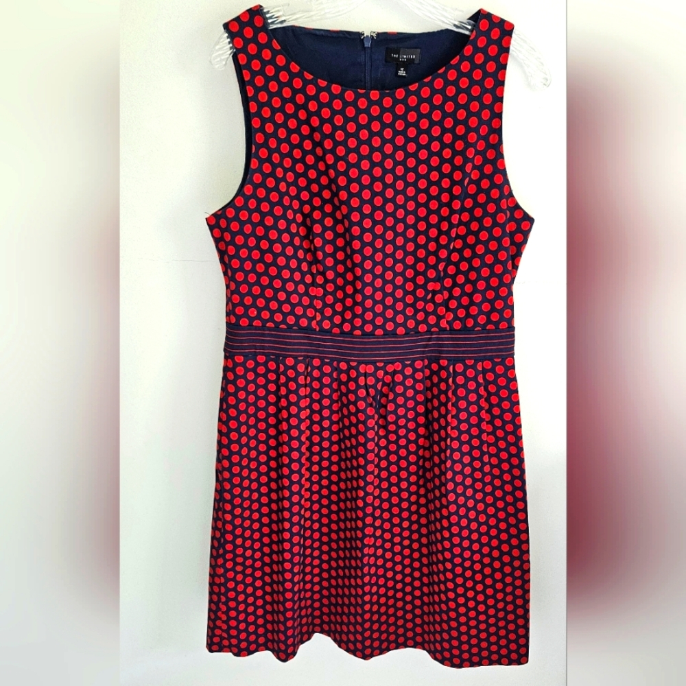 The Limited navy red polka dot dress